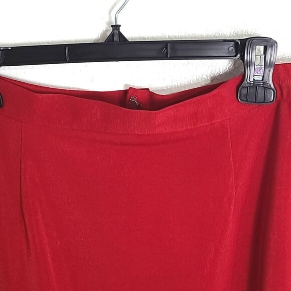 Chancelle Red Midi-Skirt, Straight, Slit in Back, Size 14 - Picture 2 of 6